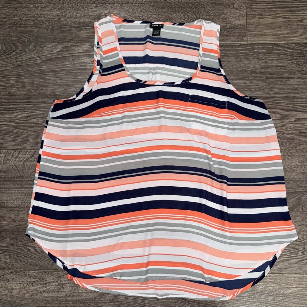 *3 for $15* Torrid Striped Tank Top Blue/ Orange Lightweight Size 2/2X - Picture 5 of 13